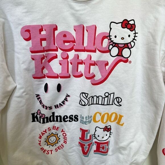 Hello Kitty Sanrio Graphic Crew Neck Sweatshirt White Pink women’s size M - Picture 5 of 9